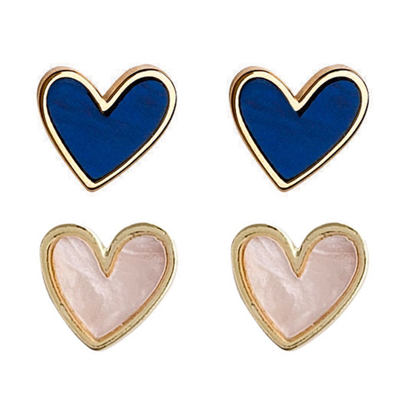 S925 Anting Tusuk Bentuk Hati Warna-Warni Bahan Alloy Korea Untuk Wanita