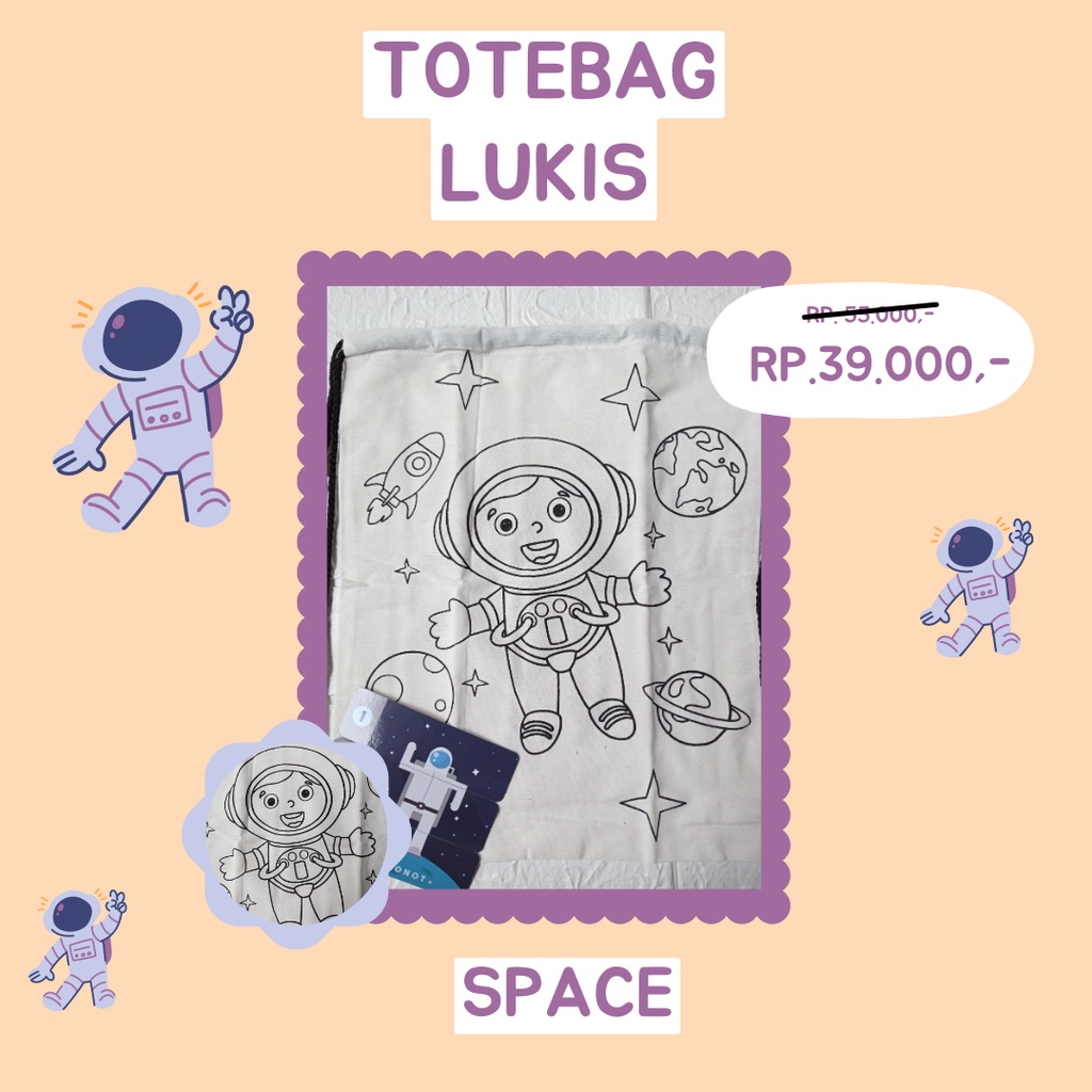 

Painting Kit Totebag Space ( paket lengkap tas , cat , pallet , kuas , packing)