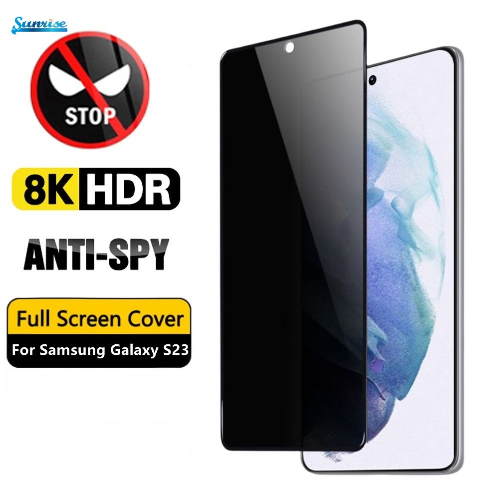 Anti Gores Privasi Tempered Glass Film Full Cover Anti-Spy Silau Pelindung Layar Untuk Samsung Galaxy S23 Plus