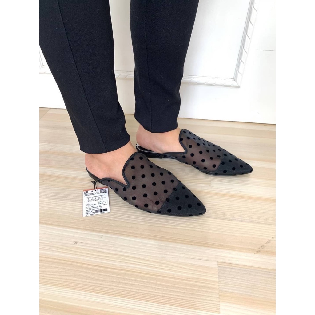[7.7 Boombastis Sale⚡] - SEPATU  WANITA ZS74 POLKADOT MESH MULES  PREMIUM IMPORT