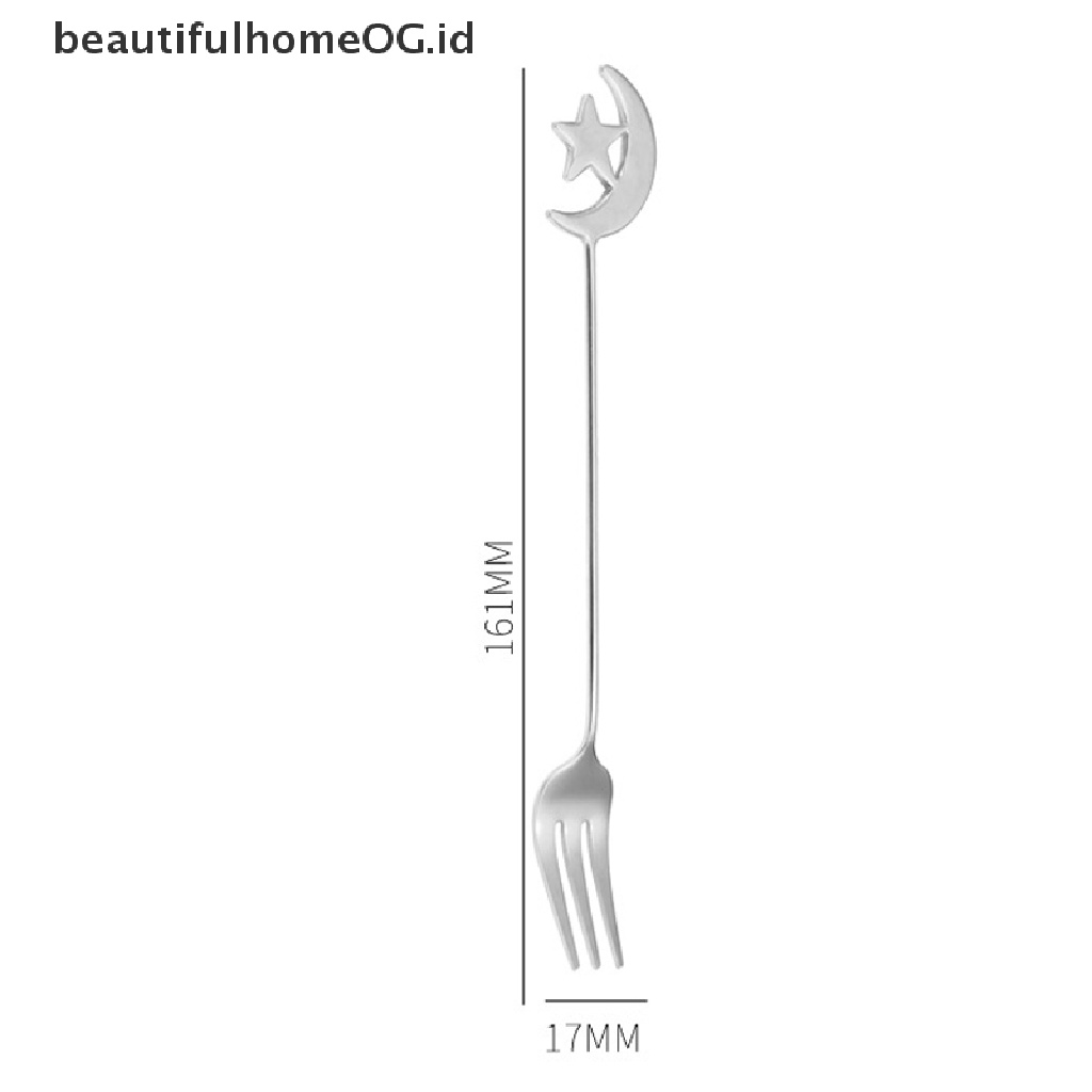 // Beautifulhomeog.id// Eid Mubarak Star Moon Stainless Steel Spoon Fork Dekorasi Peralatan Makan Ramadhan **