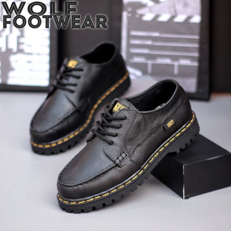 WOLF DM CLSS - Sepatu Pantofel Formal Docmart Low Boots Kerja Pria Kulit Asli