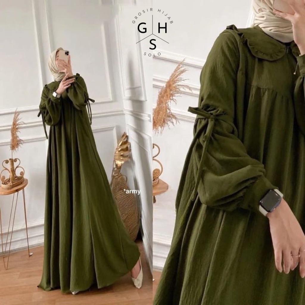 (DBY) GAMIS YUSRIA OVERSIZE LENGAN BALON BUSUI DRESS WANITA CRINCLE AIRFLOW