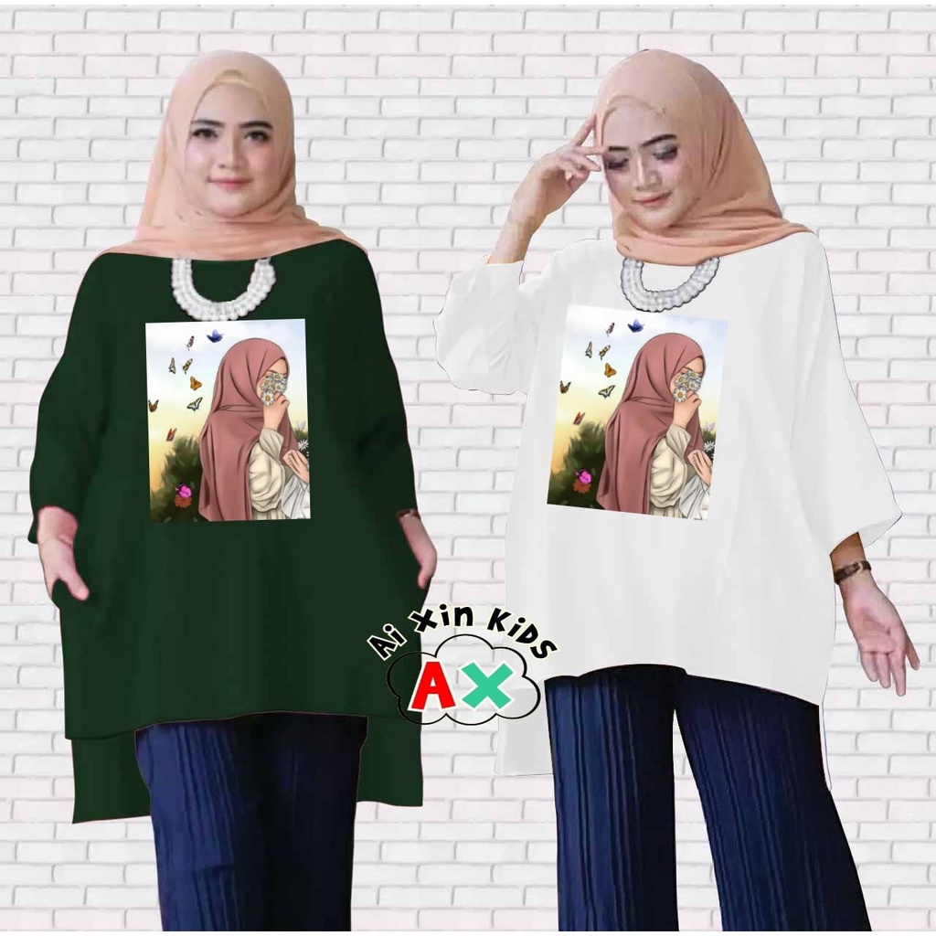 KAOS OVERSIZE HIJAB BUNGA XL /ATASAN TUNIK