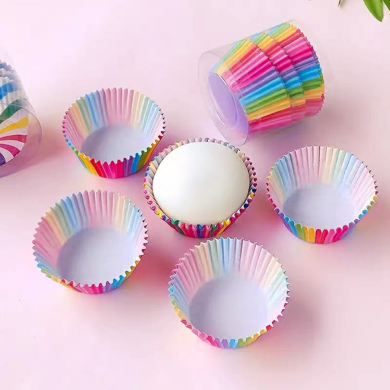 100pcs Muffin Colorful Cupcake Paper Cups Cake Baking Box Cup Case Cup Cake baking paper