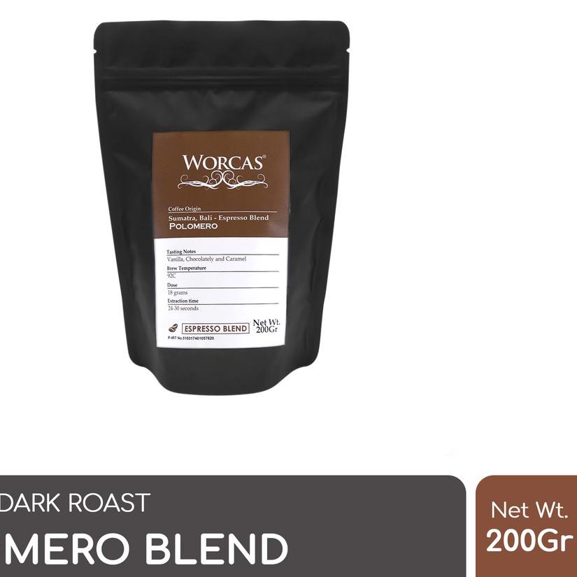 

♪ WORCAS Kopi Polomero Espresso Blend 200 Gram | Es Kopi Susu Blend ➯