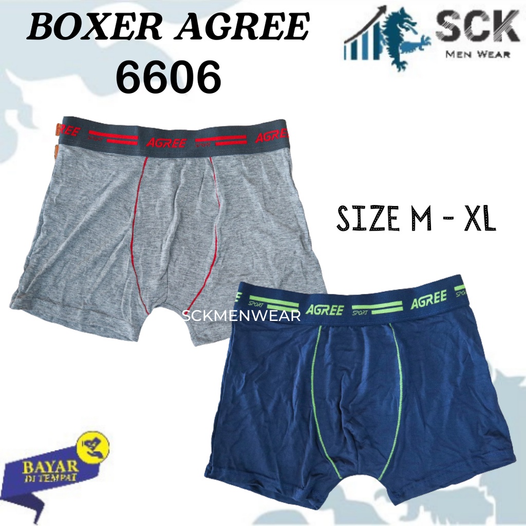 [ISI 2] CD Pria AGREE 6606 Boxer Bahan Katun / Boxer Laki Celana Dalam Cowok - sckmenwear GROSIR