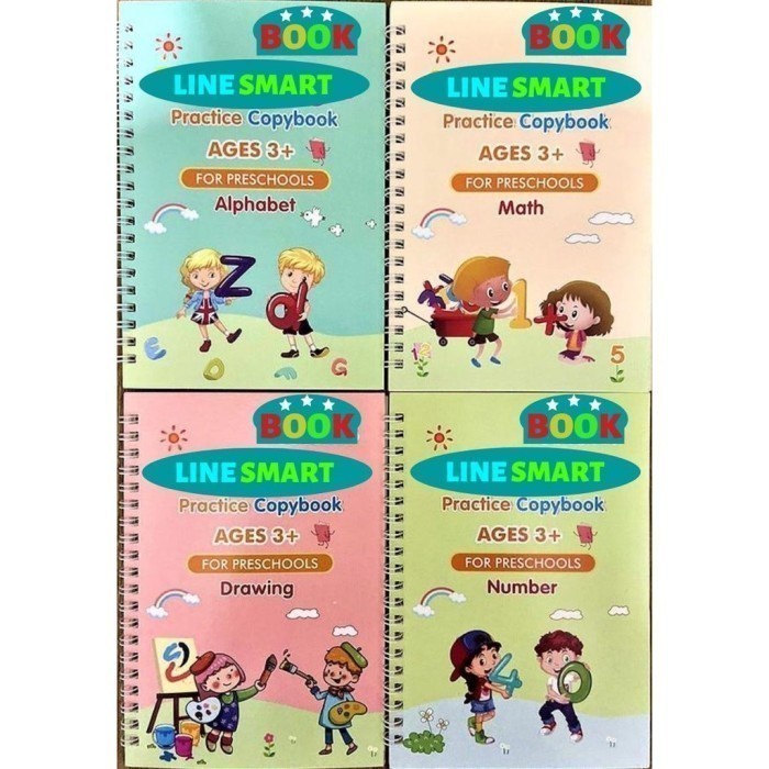 1 SET 4 BUKU EDUKASI ANAK SANK MAGIC BOOK BELAJAR MENULIS BUKU 3D MURAH