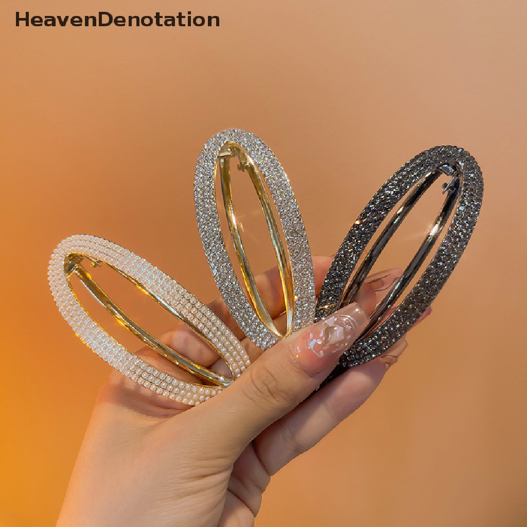 [HeavenDenotation] Fashion Elegan Berlian Imitasi Mengkilap Mutiara Jepit Rambut Wanita Hair Claw Simple Duckbill Hairpin Top Clip Disk Hair Metal Hairgrips Hiasan Kepala Aksesoris Rambut HDV