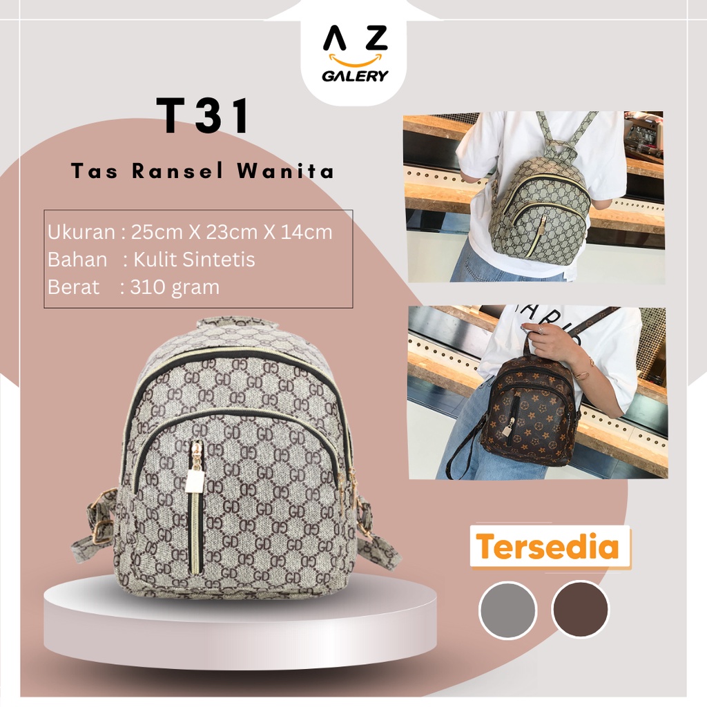 TAS RANSEL WANITA BERBAHAN IMPORT TAS RANSEL KULIT BACKPACK WANITA MURAH HITS COD Azgalery T31