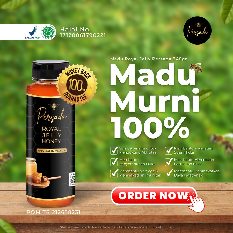 

MADU ROYAL JELLY PERSADA 340gr || MADU MURNI 100% + ROYAL JELLY