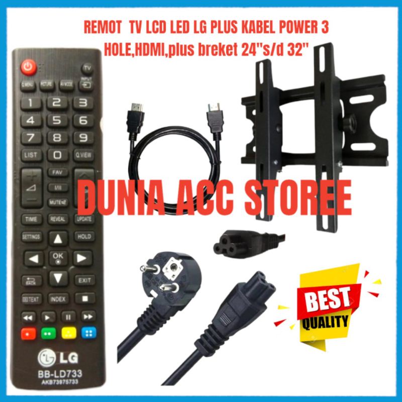 kabel power tv LED LG 3 pin, plus remot tv LED LG (1paket 4pc)