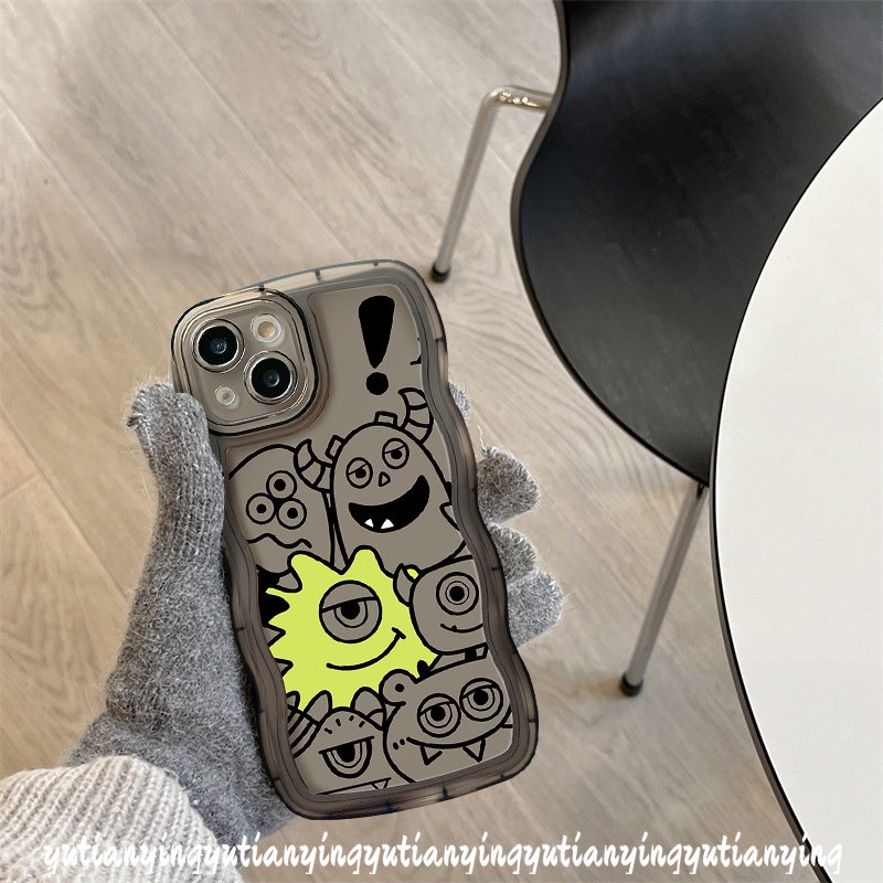 Kartun Cute Little Monster Case Oppo A17 A16 A7 A77s A9 A53 A12 A96 A15 A57 A3s A54 A17K A95 A16s A74 A5s A55 A76 A1k A77 A5 A16K A52 Reno 5F 7Z 86 Soft Tpu Wavy Edge Back Sarung