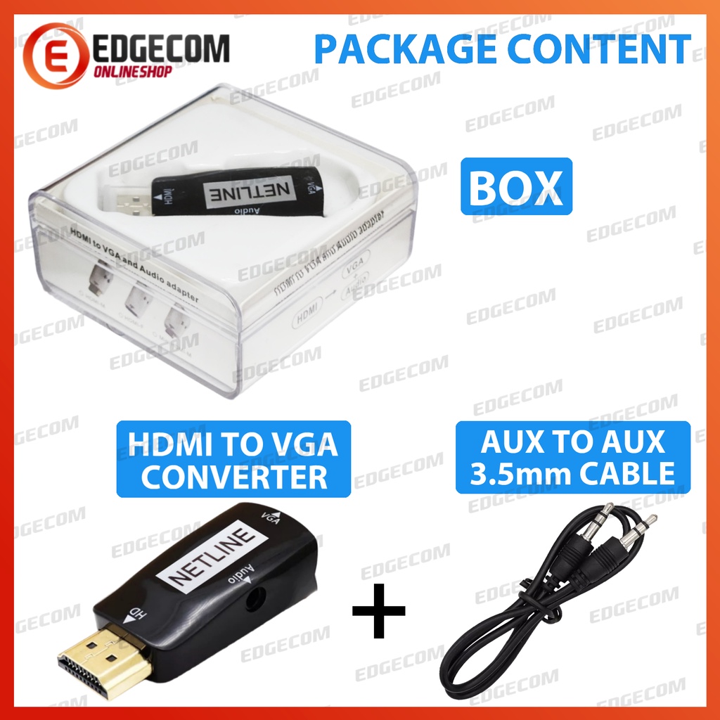 Konverter HDMI Male to VGA Female with Audio Dongle NETLINE