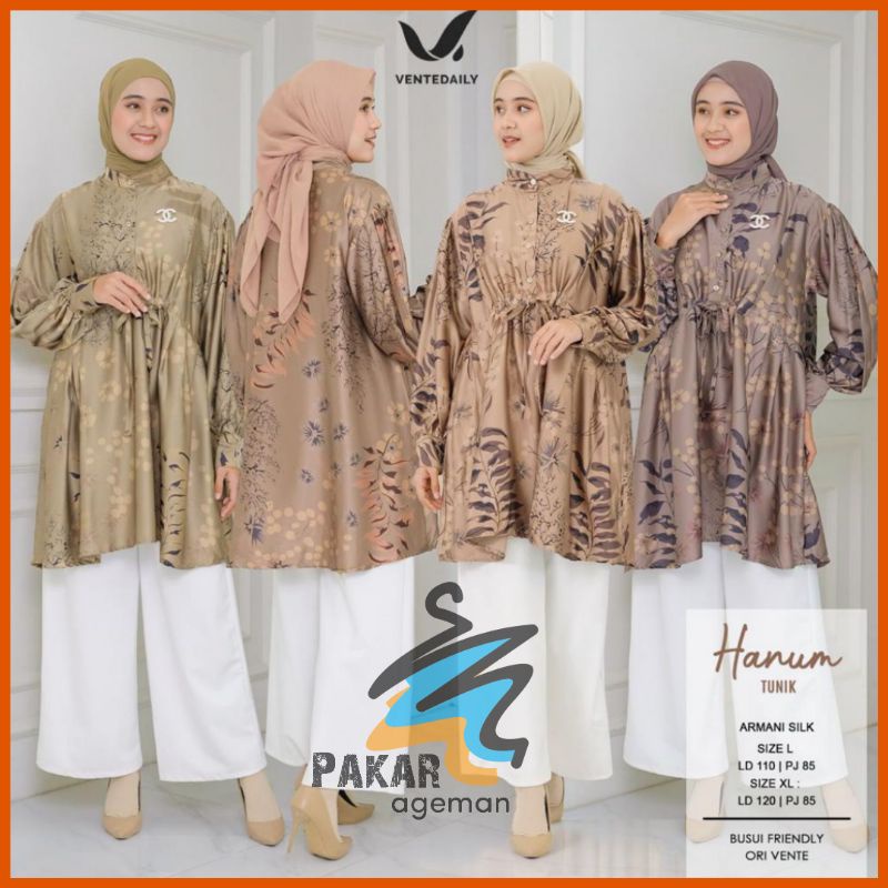 VENTE DAILY HANUM TUNIK Jumbo Silk Wanita Kekinian Tunic LD 110 120