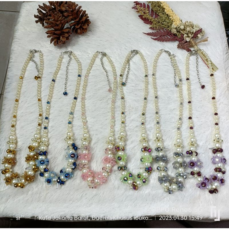 Kalung Mutiara Jijab Fashion,Kalung Coker, Kalung Mutiara Easthetic Manik Hijab Non Hijab Coker Hand