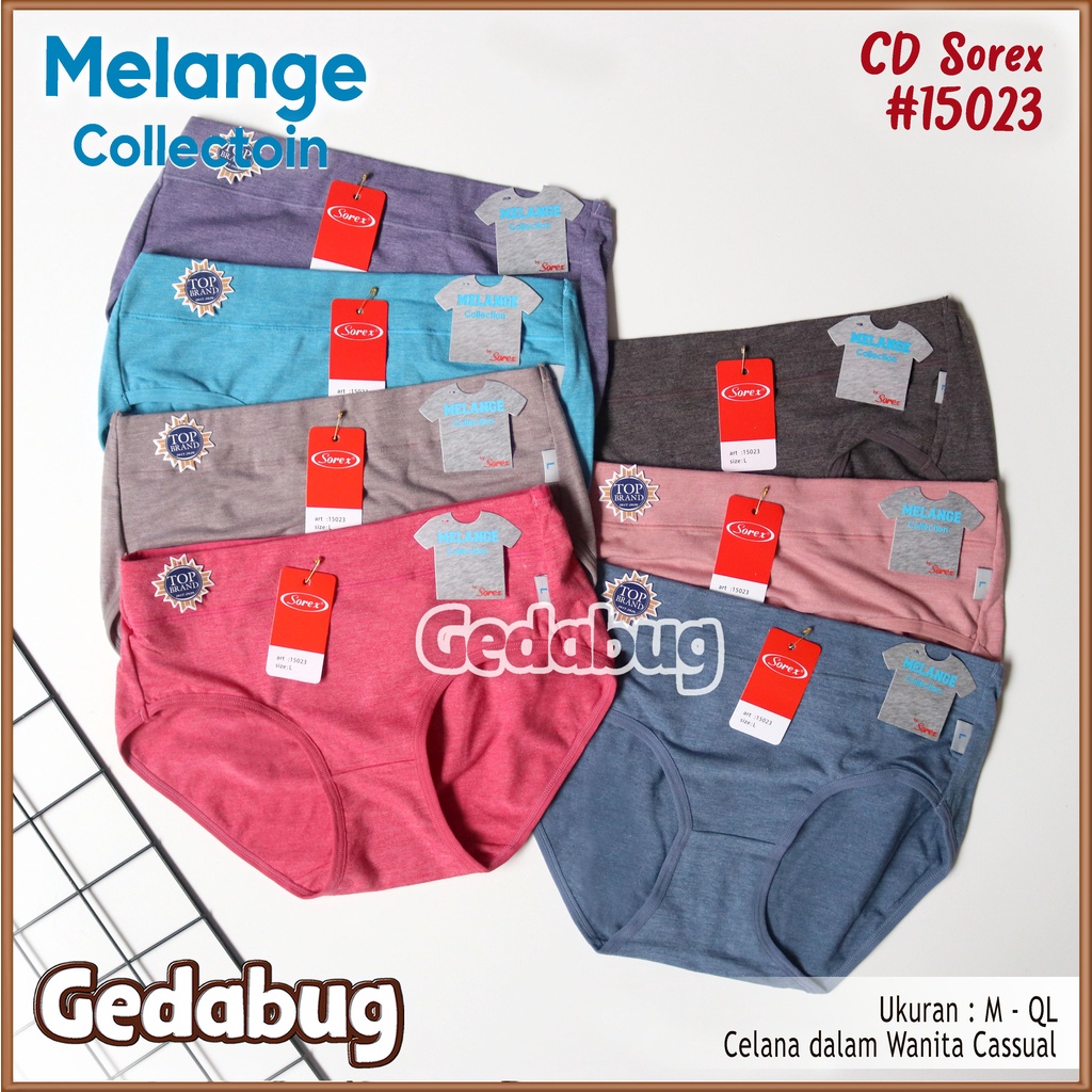 3 Pcs - CD wanita Sorex 15023 Malange Collection Midi | CD Wanita Karet Pinggang Lebar | Gedabug