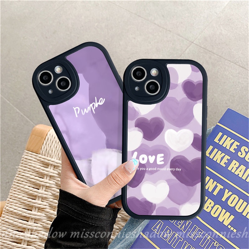 Redmi 10C 9A 9C 10 9T 9 10A Note 11 11s 10s 10Pro 8 9 9Pro 9s 11Pro+8Pro Mi 12 11 Lite 11T POCO X3 NFC Pro M3 Ins Purple Art Paint Pattern Lukisan Minyak Love Hati Tpu Sarung Soft Case