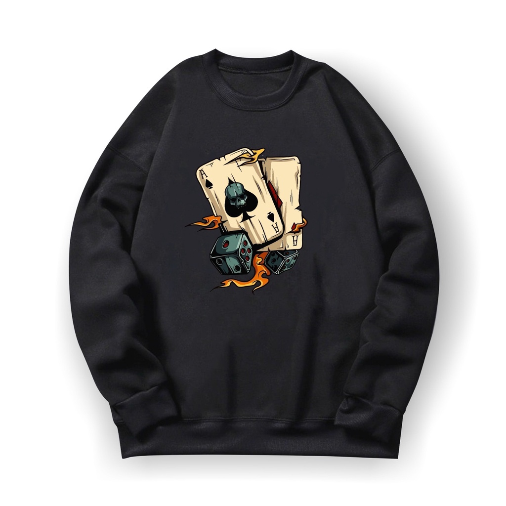 Black jack Sweatshirt Basic || Sz M - XL Anak &amp; Dewasa ( Pria &amp; Wanita ) || Sweater Crewneck Print DTF