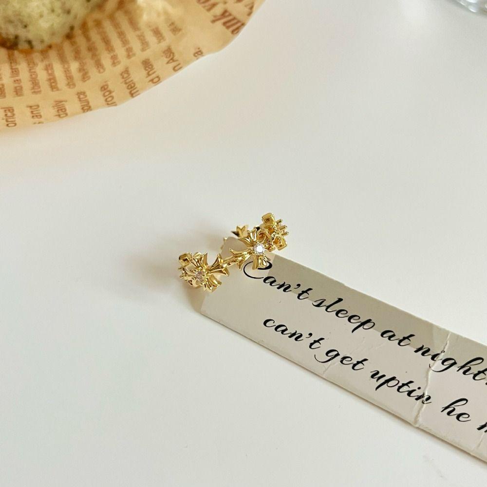 [Elegan] Cincin Silang Pesta Perhiasan Hadiah Punk Tidak Teratur Kristal Terbuka Gaya Korea Ring