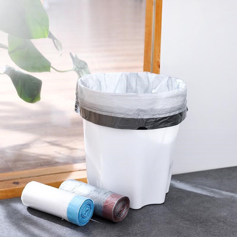 15pcs/roll Disposable Rubbish Bag Garbage Bin Liners Kitchen Toilet Waste Storage Bathroom Trash Bags with Drawstring Handle