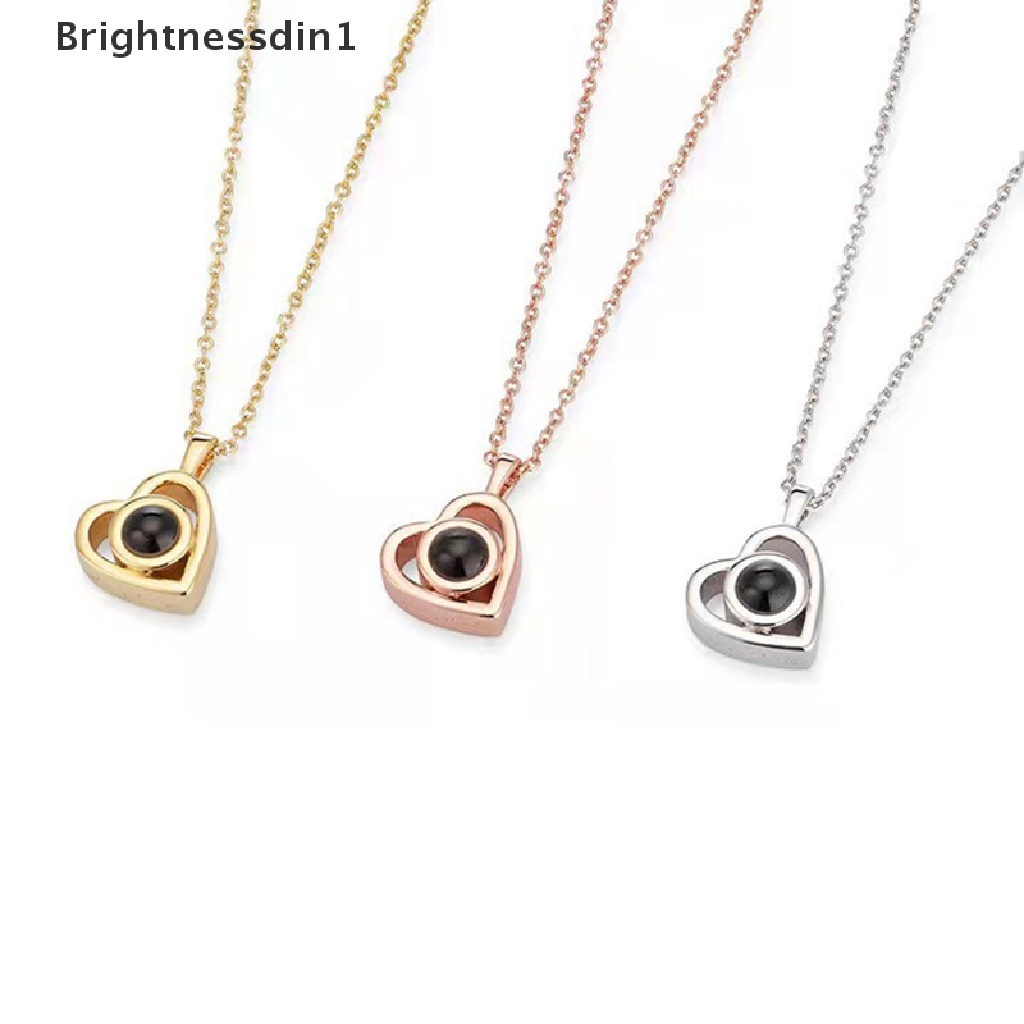 [Brightnessdin1] I LOVE YOU In 100bahasa Proyeksi Kalung Untuk Memori Cinta Choker Collier Bulat Hadiah Butik