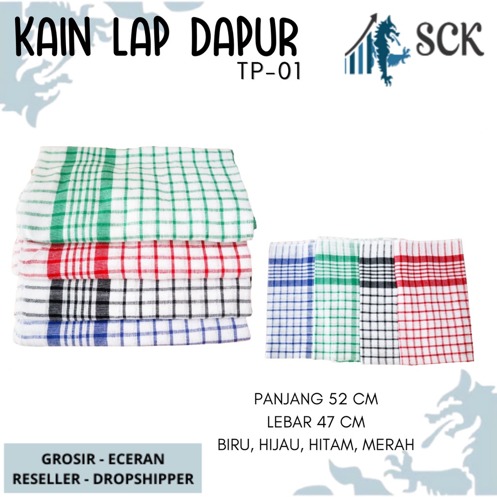 [ISI 3] Serbet CAP DAUN TP-01 / LAP DAPUR MAKAN MOTIF KOTAK KAIN KATUN - sckmenwear GROSIR