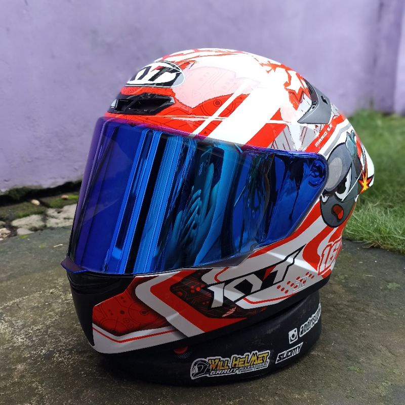 (GRATIS STIKER VISOR ) KACA HELM FLAT VISOR KYT TT COURSE  IRIDIUM CLEAR DARK SMOKE IRIDIUM KYT TT