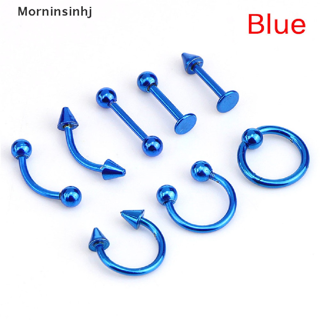 Mornin Campur 8PCS 16G Stainless Steel Helix Perhiasan Telinga Alis Hidung Bibir Rings id