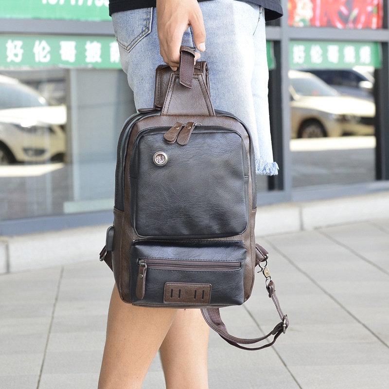 IMURA | Tas selempang tas sling bag tas tas kulit Pria Penuh PU Fashion Tas Dada Tas Bahu Tas Messenger Kapasitas Besar Kasual Tas Besar