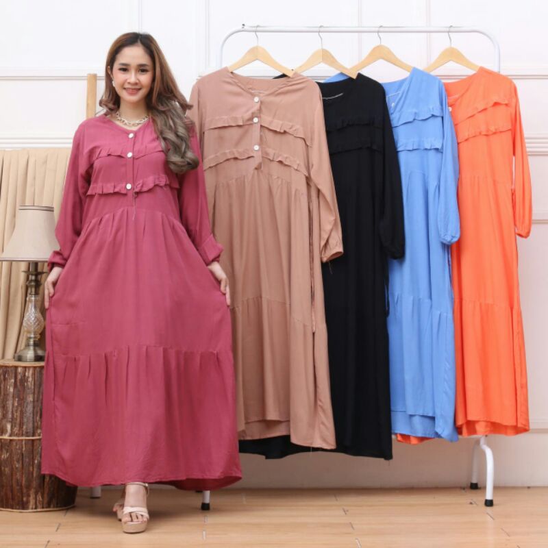 MIDI DRESS KANCING DEPAN TERMURAH MIDI DRESS RAYON GAMIS PREMIUM