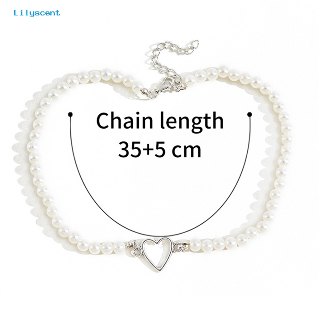 [LS] Kalung Choker Elegan Berongga Keluar Jantung Geometris Adjustable Extension Rantai Dekorasi Hadiah Mutiara Imitasi Rantai Klavikula Lady Perhiasan Aksesoris Untuk Pacaran