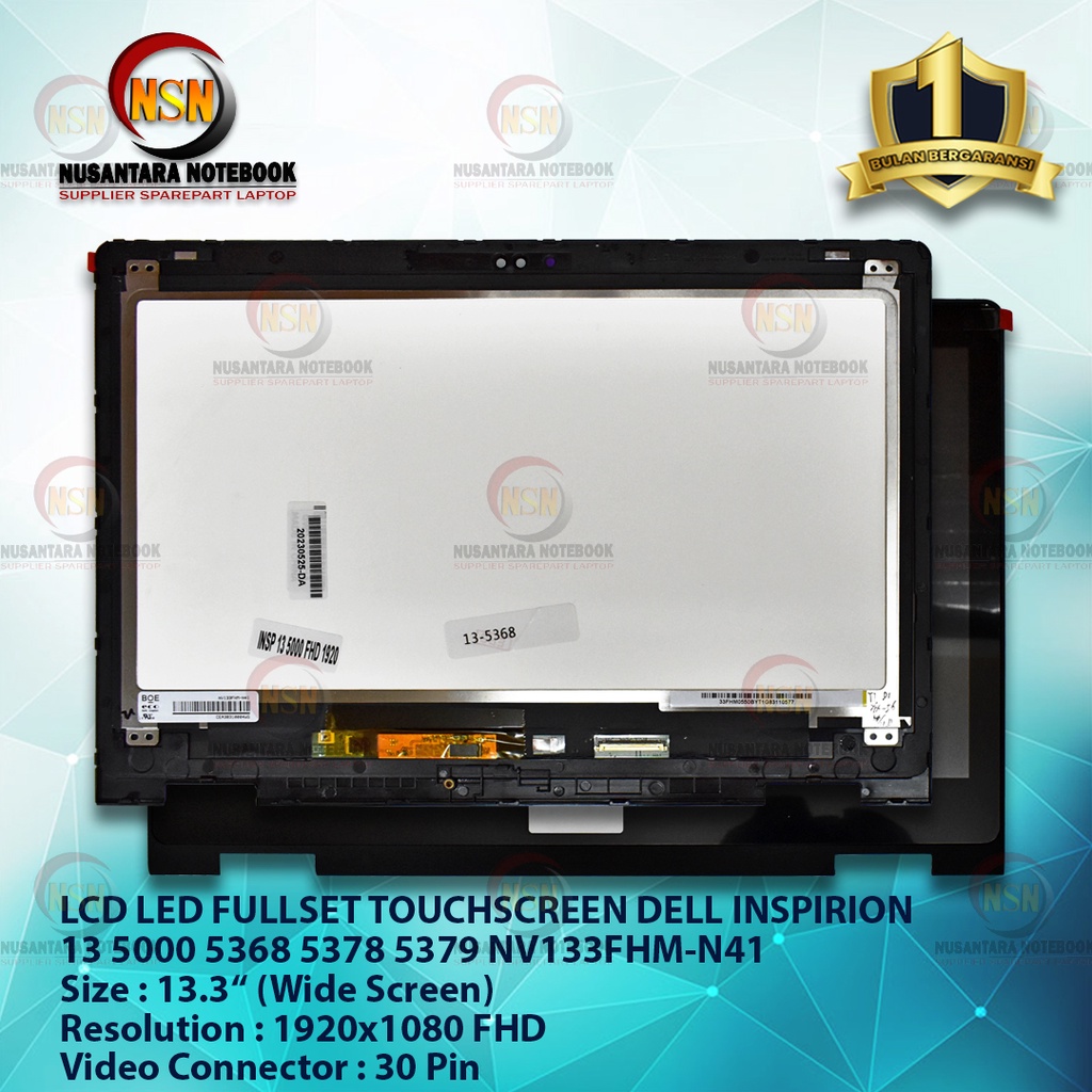 LCD LED 13.3 Inch 30Pin FULL HD FULLSET TOUCHSCREEN DELL INSPIRON 13 5000 5368 5378