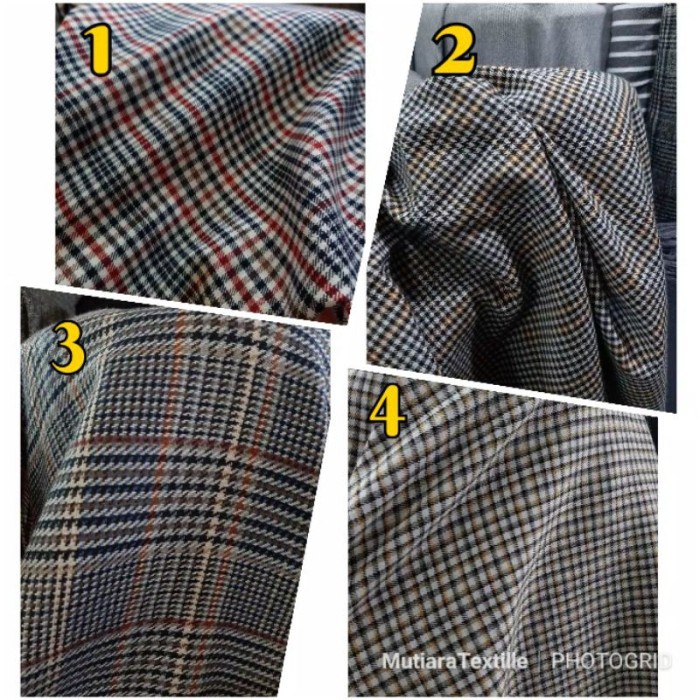 Kain Bahan/Kain Blazer Semi Wool Motif Kotak _ Bahan Semi Wool Kotak