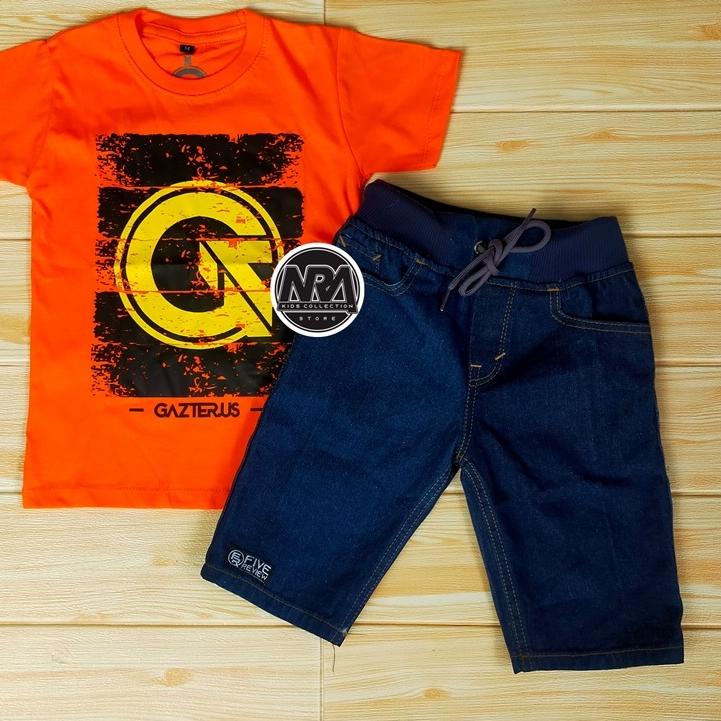 ( COD ) NRA Kaos Anak Setelan Distro / Jeans / Setelan Baju Anak Laki Laki / Baju Anak Laki Laki Rec