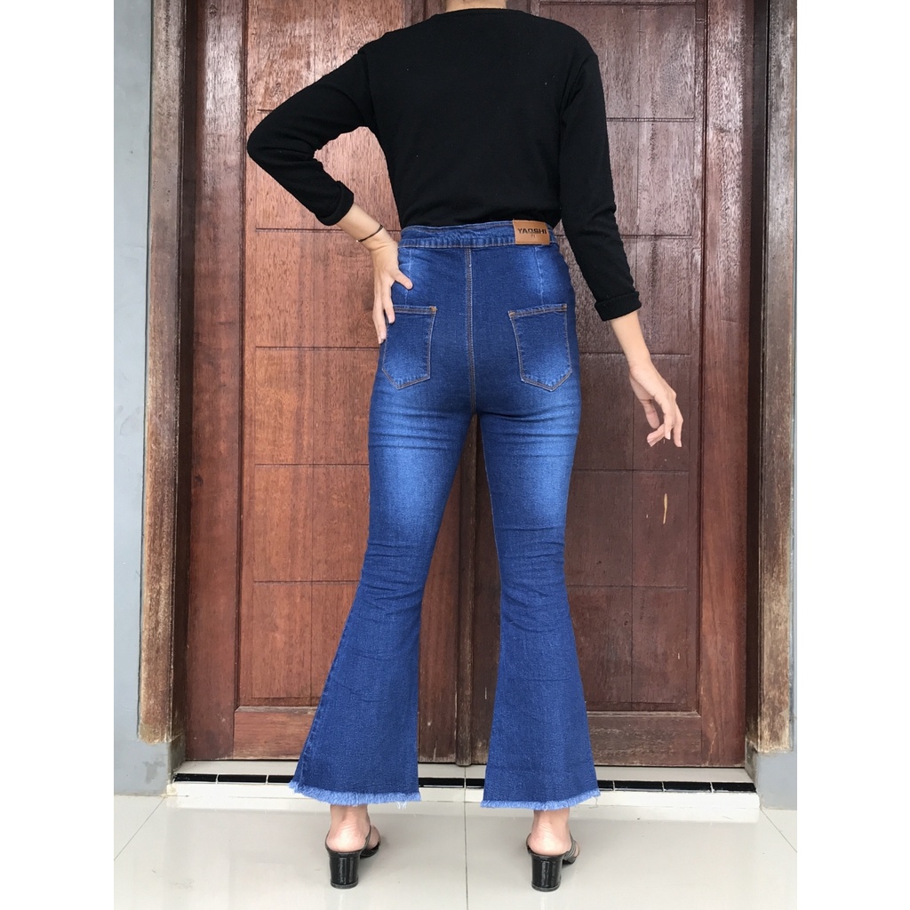 YAOSHI - JEANS PANJANG WANITA JEANS CUT BRAY RAWIS  HIGH WAIST CUTBRAY RAWIS VIRAL KEKINIAN 2023