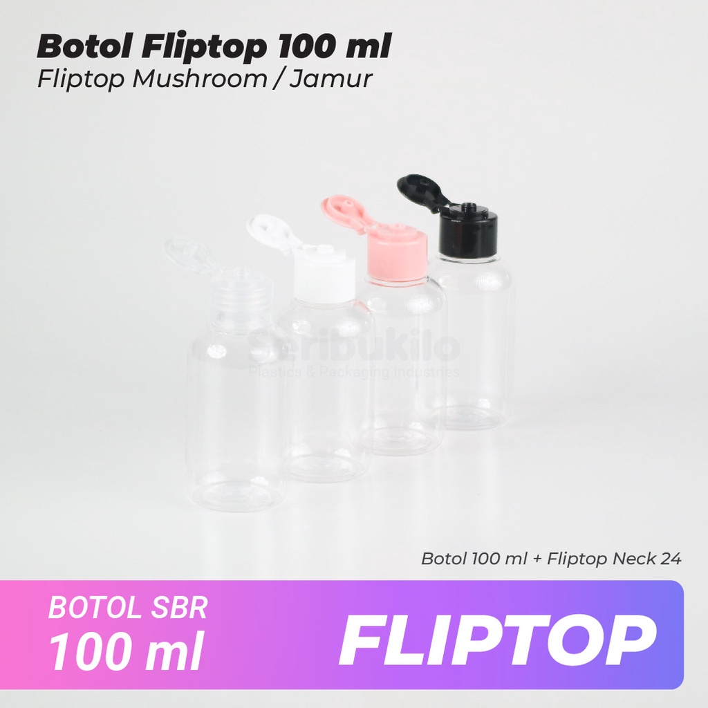 Botol Fliptop SBR 100ml/Botol PET 100ml Fliptop Mushroom/Jamur SBR