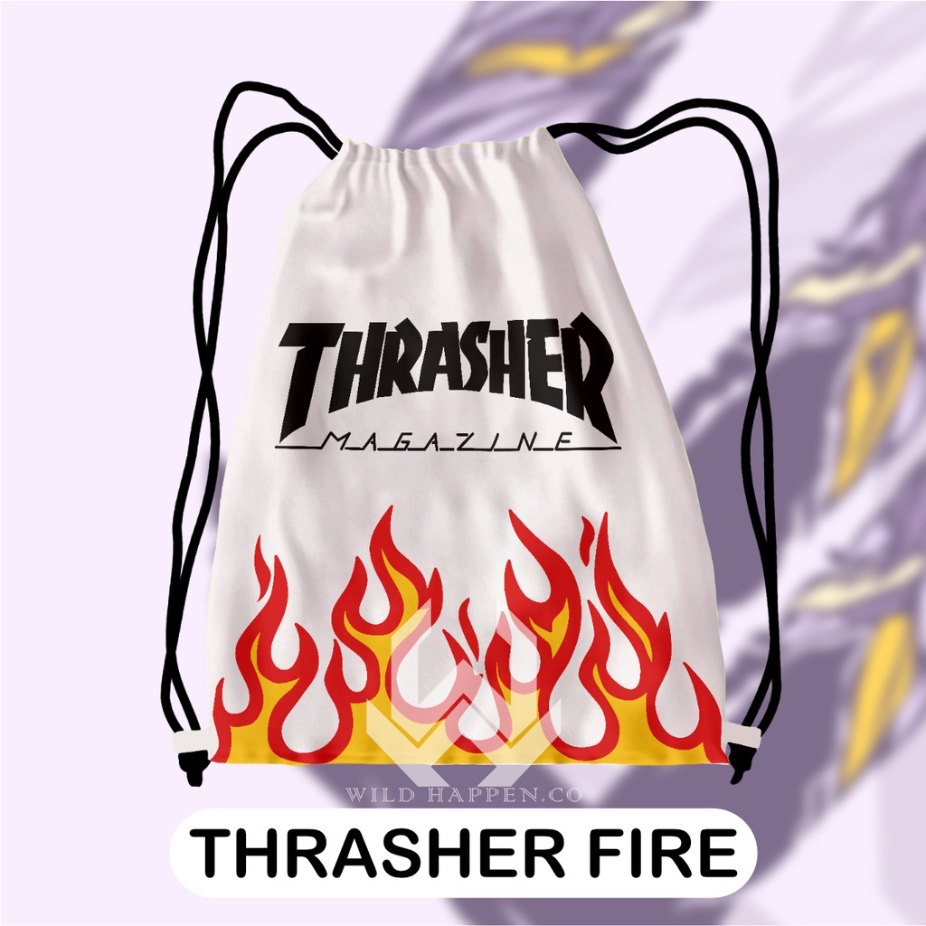 Tas Serut / String Bag Full Print Thrasher Fire