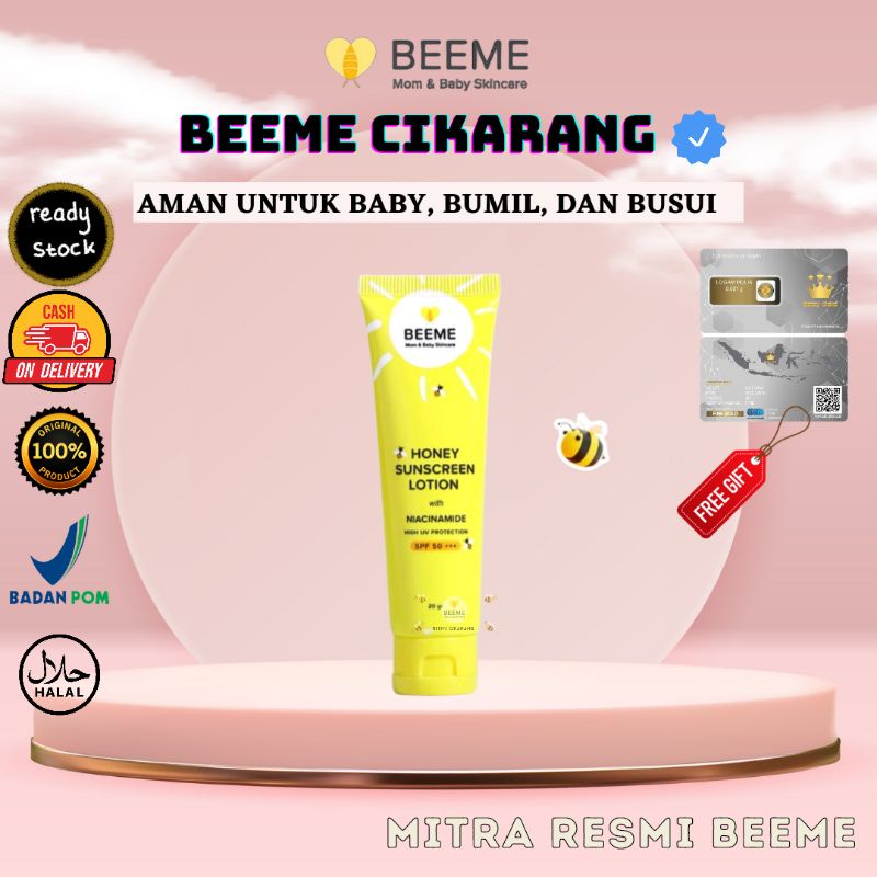 ❤FREE EMAS❤ BEEME HONEY SUNSCREEN LOTION WITH Niacinemaid Spf 50+++ [MITRA RESMI]