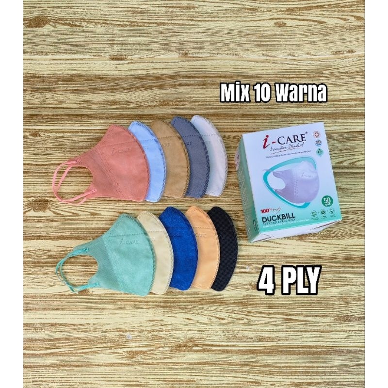 Masker Duckbill 3ply Mix Soft Warna Nude Pastel Garis Warna Warni  Tali Senada /Duckbill Mix  warna Alkindo  1 Box Isi 50pcs