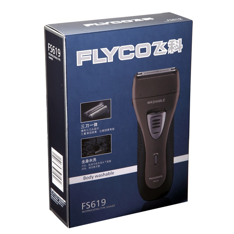 AKN88- Original FLYCO FS619 Premium Dual Blade Washable Travel Friendly Rechargeable Shaver Dry Razor