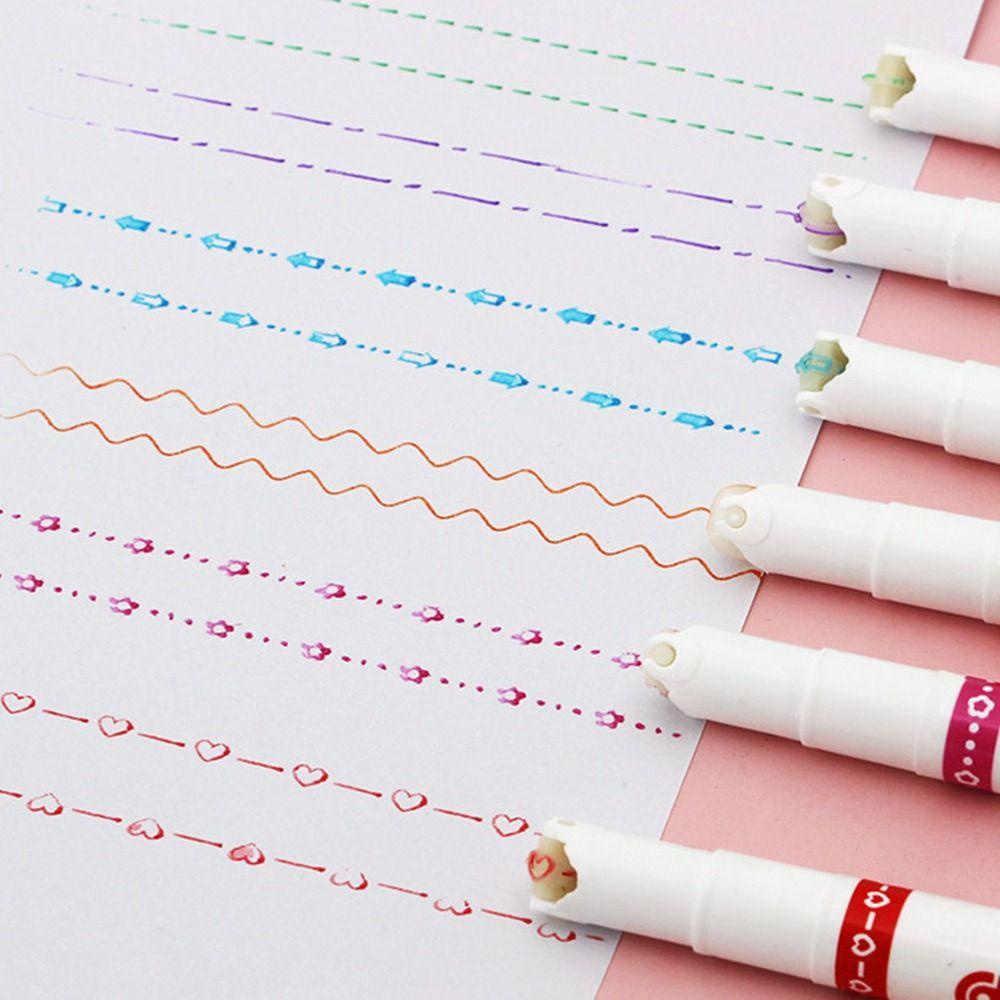 Nanas 6Pcs Curve Stabilo Pen Art Stationery Graffiti Curve Line Berbentuk Bunga Konstelasi Stabilo Banyak Bentuk