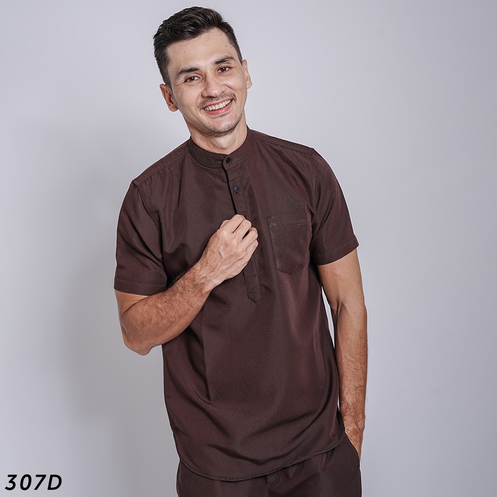 HSRM Ox Kemko 1 Set Dark Brown Kemeja Koko Lengan Pendek 307 D 305 D