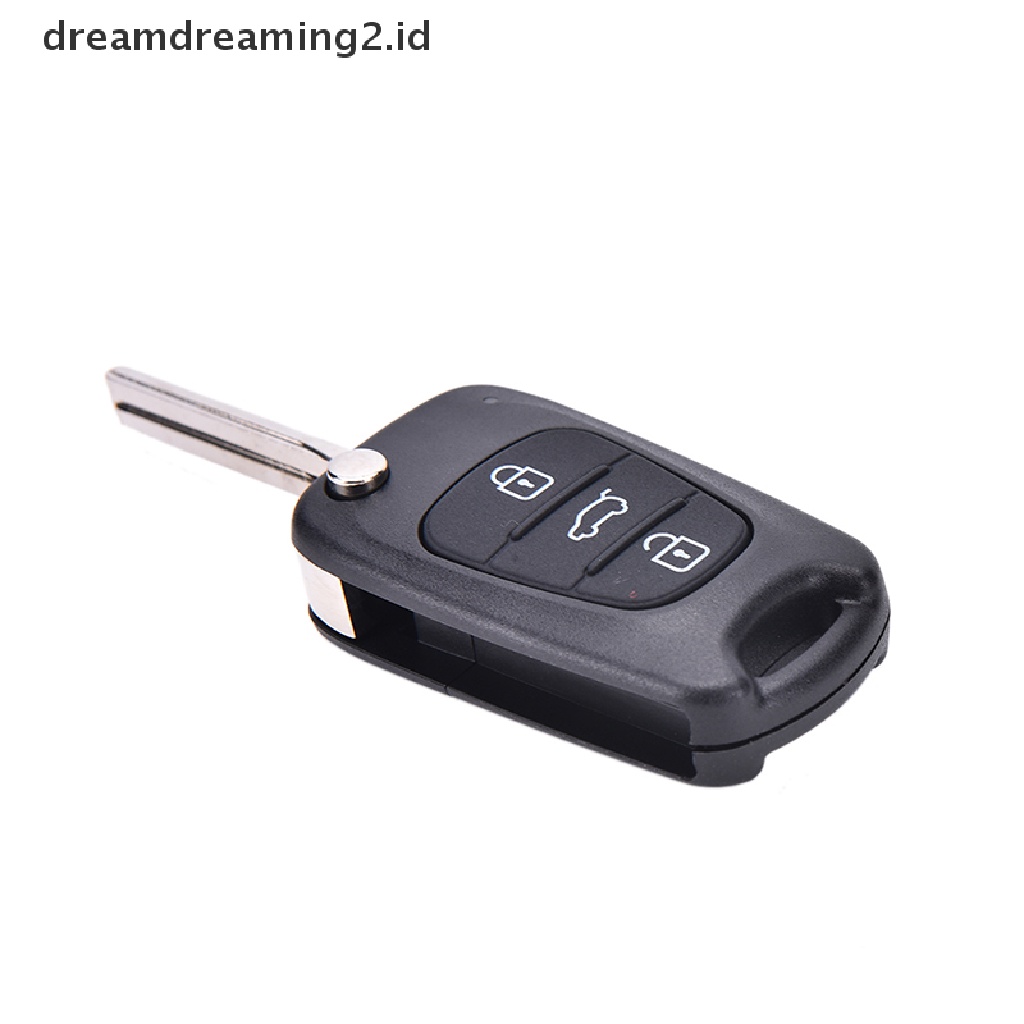 (dream) Casing Cangkang Kunci Lipat Remote 3tombol Fob Untuk Hyundai I20 I30 IX35 I35 Tanpa Potong.