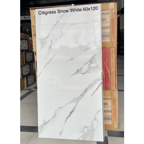 granit putih corak abu CITIGRESS 60x120 SNOW WHITE