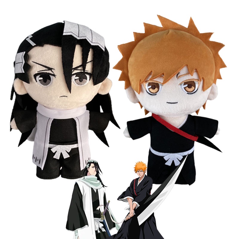 Anime 20cm Kurosaki Ichigo Kuchiki Byakuya Plush Toys Bleach Dolls Kids Xmas Birthday Gifts