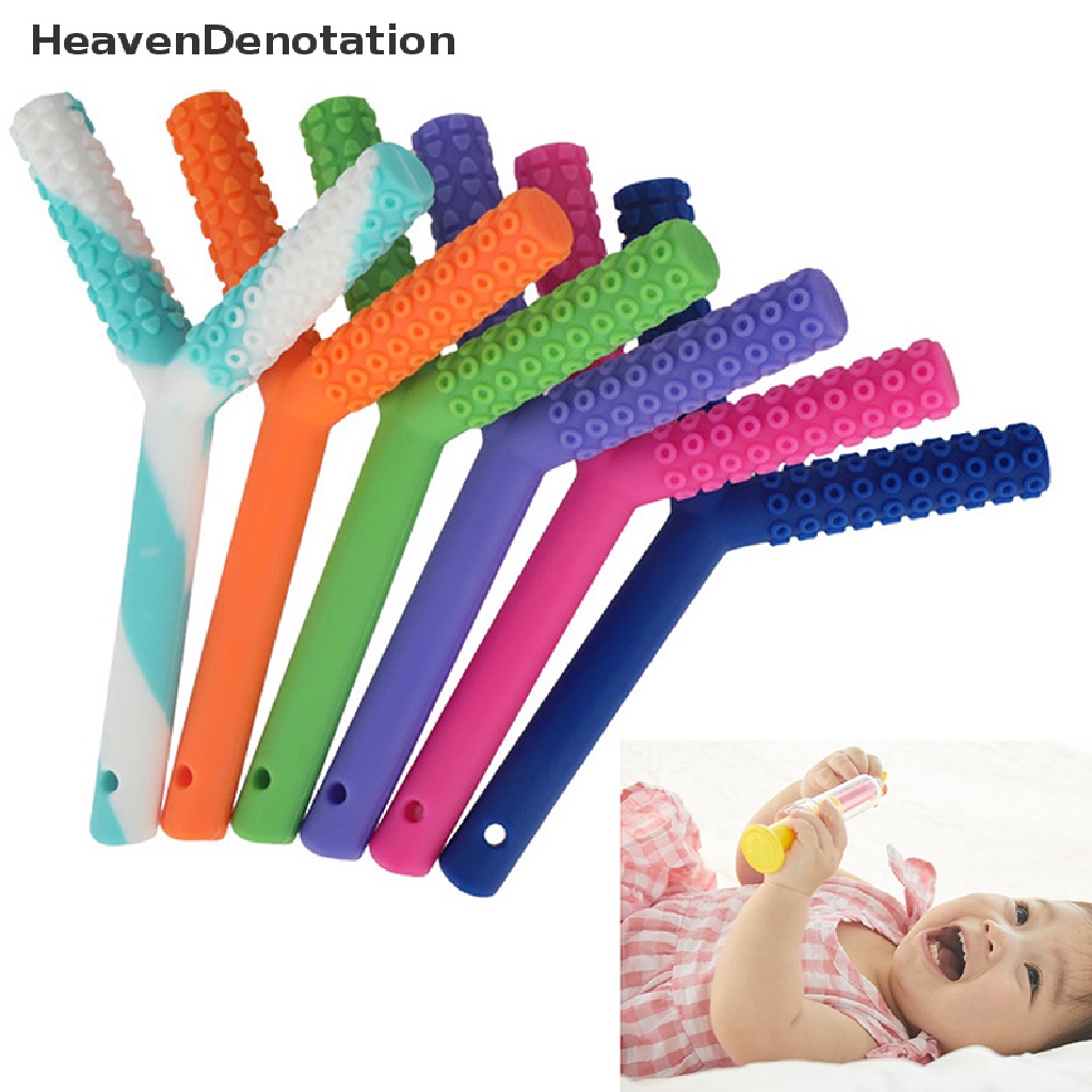 [HeavenDenotation] Tabung Kunyah Anak Bentuk Y Alat Mengunyah Teether Motor Mulut Bayi Tuxtured Auti HDV