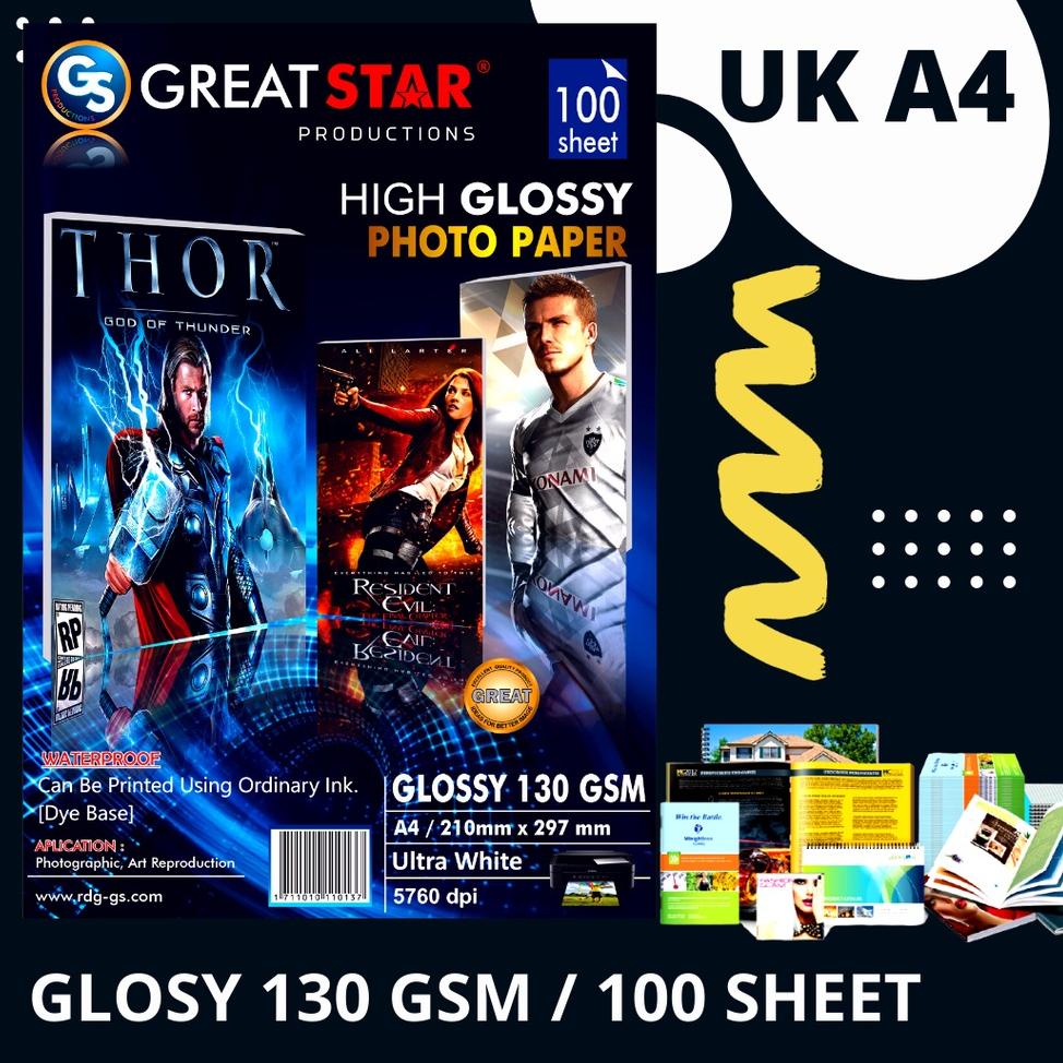 

Star 12.12 GLOSY PHOTO PAPER KERTAS PHOTO 130GSM A4/100 lembar ANTI AIR !!!