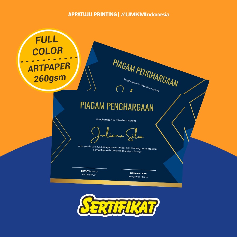 

Cetak Sertifikat / Piagam Penghargaan
