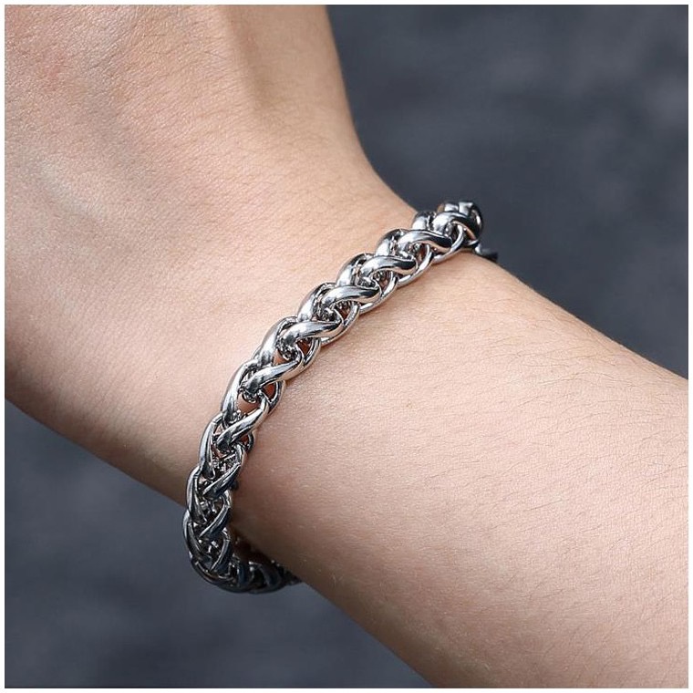 Gelang Rantai Bahan Titanium Stainless Steel Desain Keranjang Bunga Gaya Hip Hop Korea Untuk Pria Dan Wanita